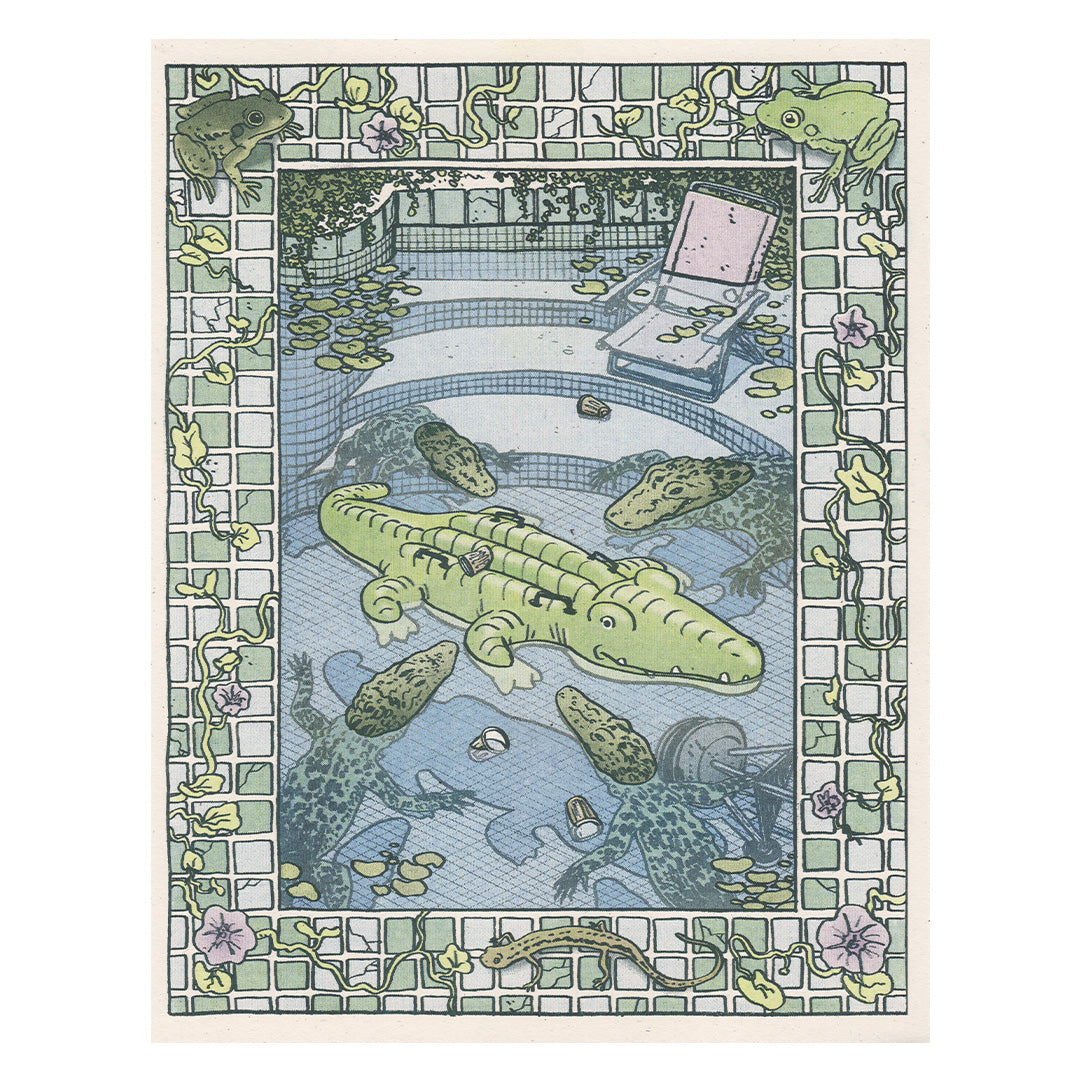 Gator Pool Party Riso Print