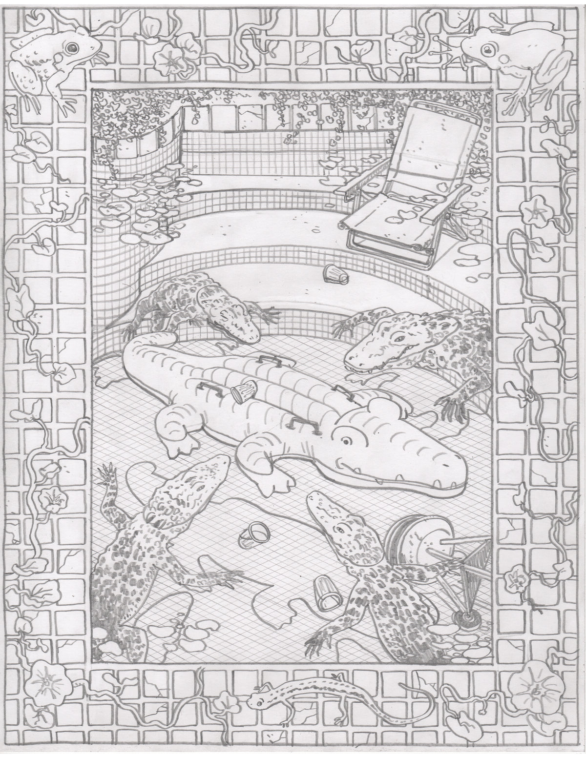 Gator Pool Party Original Art