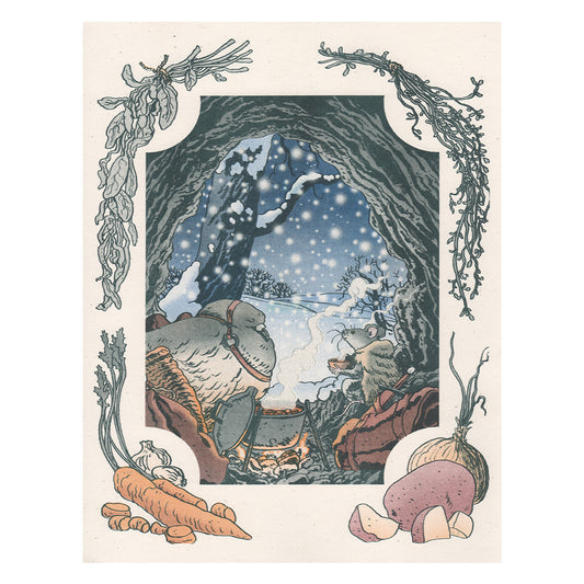 Soup on a Snowy Night Riso Print