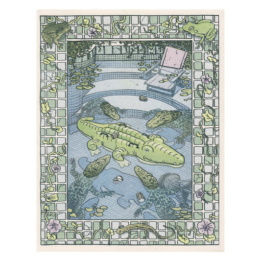 Gator Pool Party Riso Print